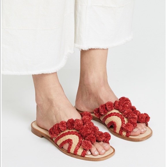 Joie Shoes - Joie - Paden Red Pom Pom Sandals (NEW)